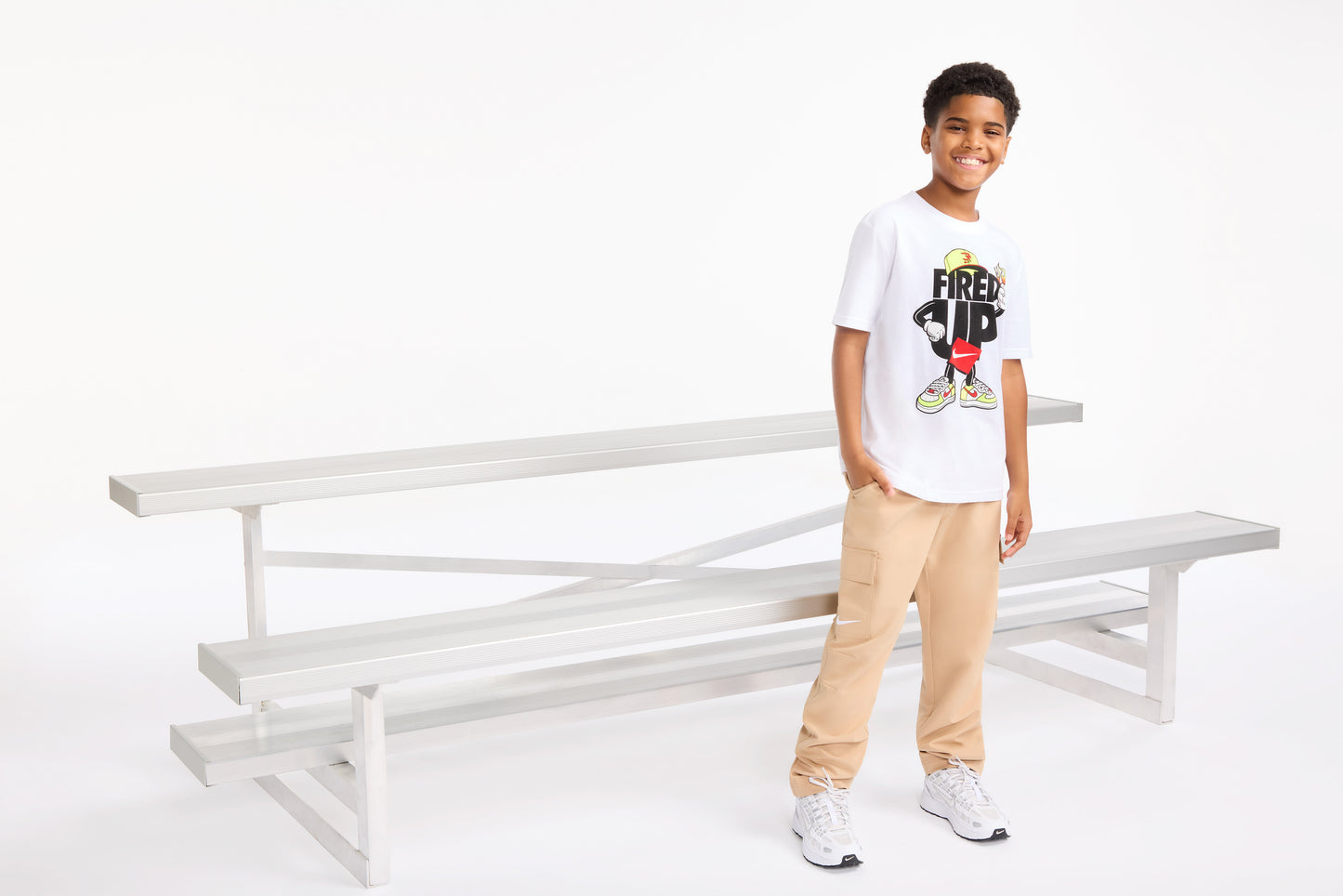 Big Kids' "Fired Up" Capman T-Shirt | White