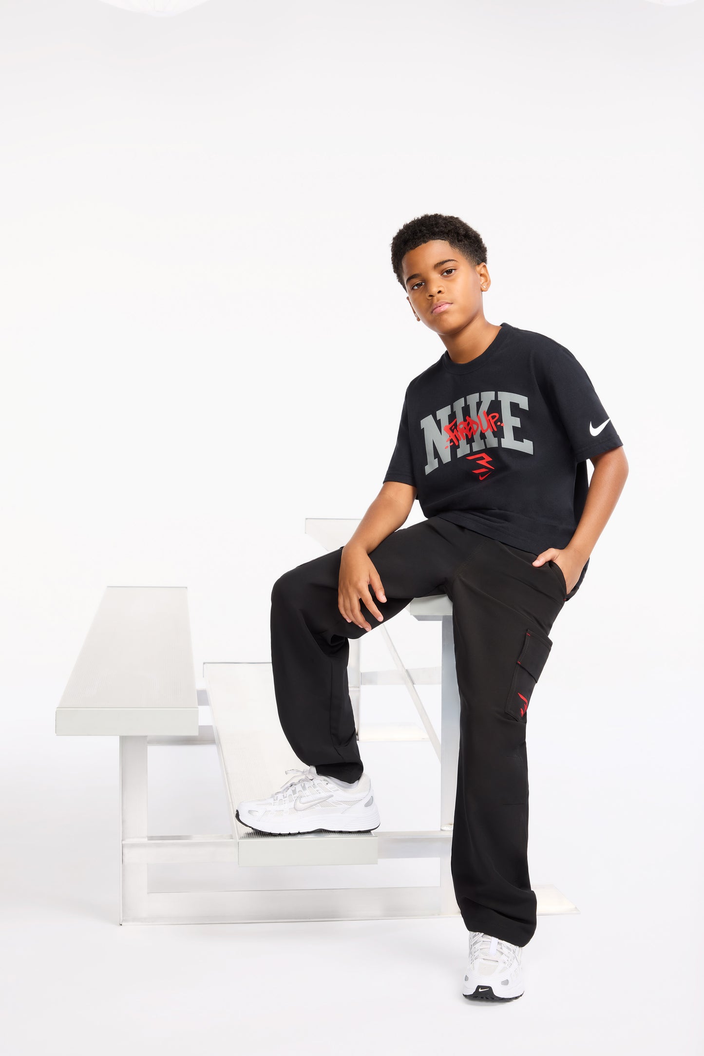 Big Kids' Graffiti Tag Lockup T-Shirt | Black