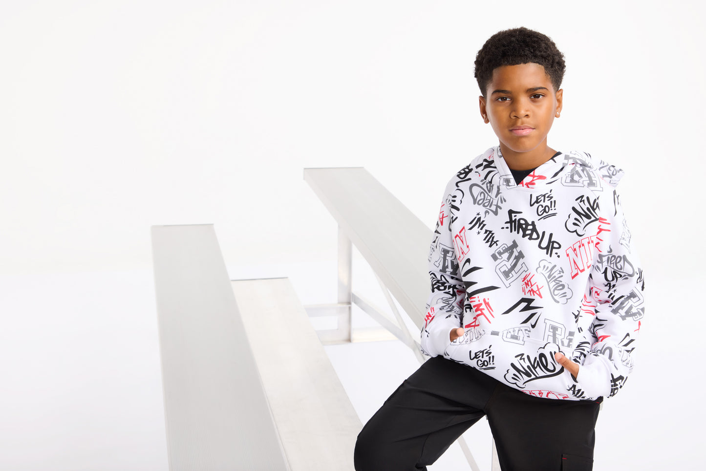 Big Kids' Graffiti Tag Hoodie | White