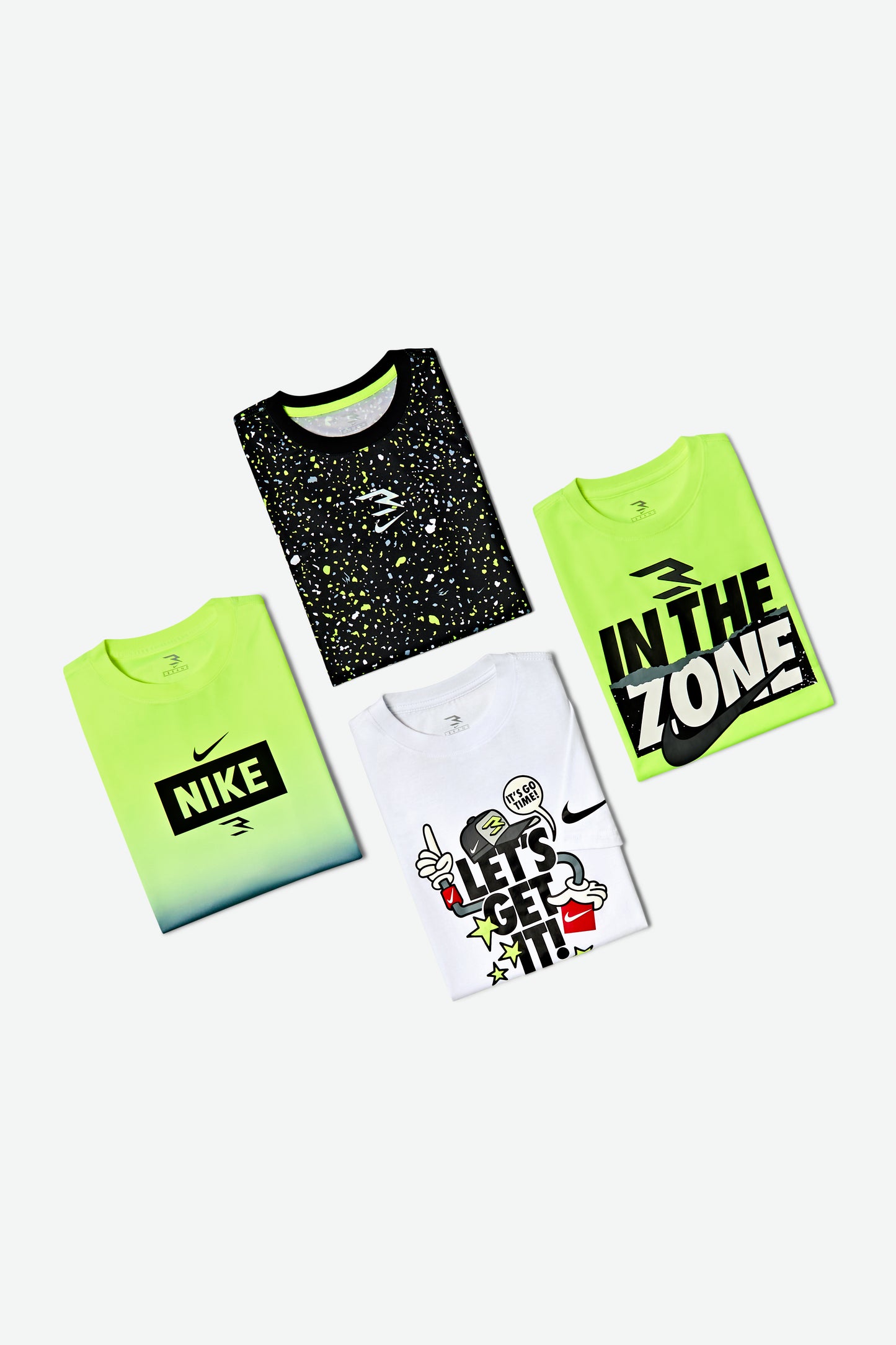 Big Kids' Dri-FIT Splatter Printed Tee | Black/Volt