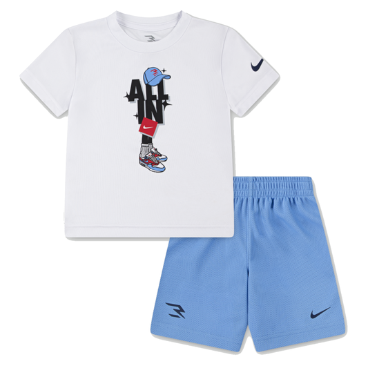 Big Kids' All In Dri Fit T-Shirt and Shorts Set | White