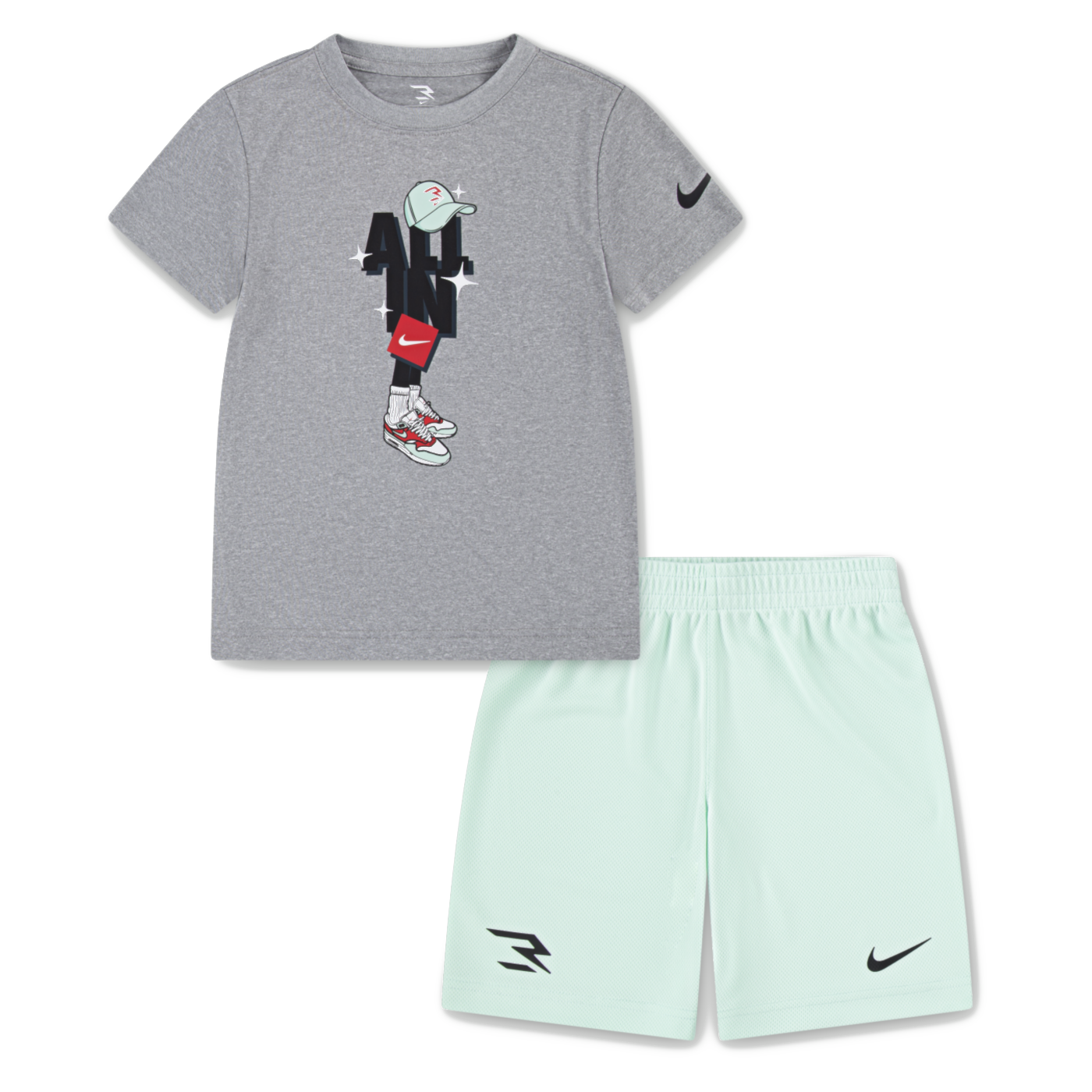 Little Kids' All In Dri Fit T-Shirt and Shorts Set | Carbon Heather