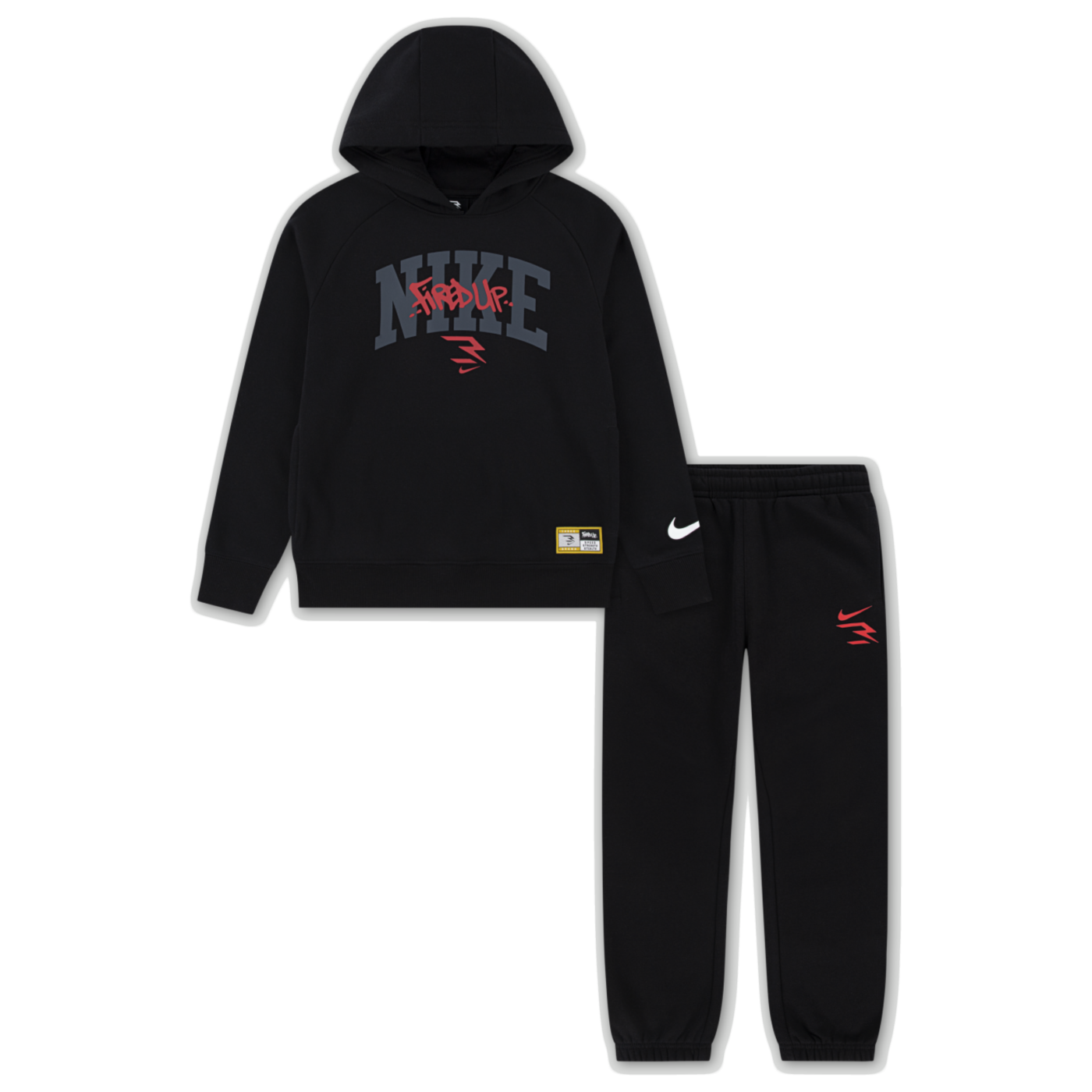 Big Kids' "Fired Up" 2-Piece Fleece Set | Black
