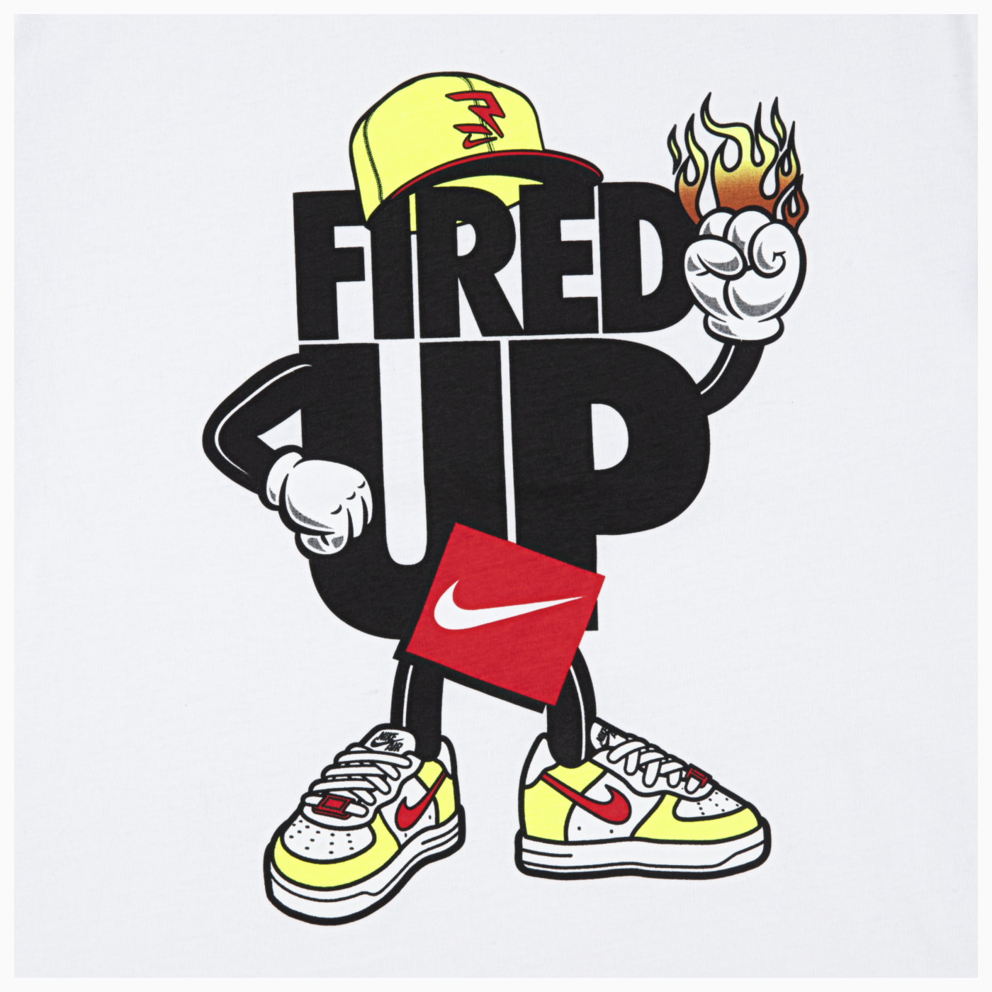Big Kids' "Fired Up" Capman T-Shirt | White