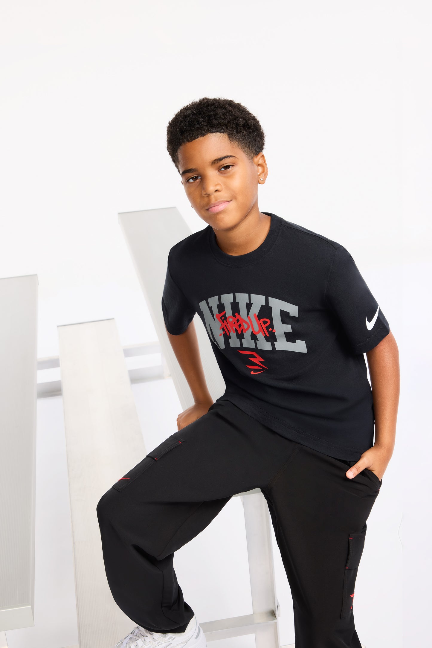 Big Kids' Graffiti Tag Lockup T-Shirt | Black