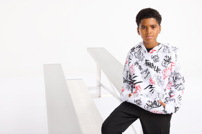 Big Kids' Graffiti Tag Hoodie | White