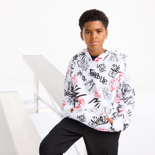 Big Kids' Graffiti Tag Hoodie | White