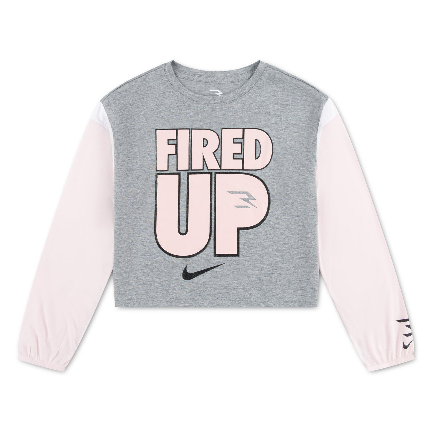 Big Kids' Drapey "Fired up" Long-Sleeve T-Shirt | Dark Grey Heather