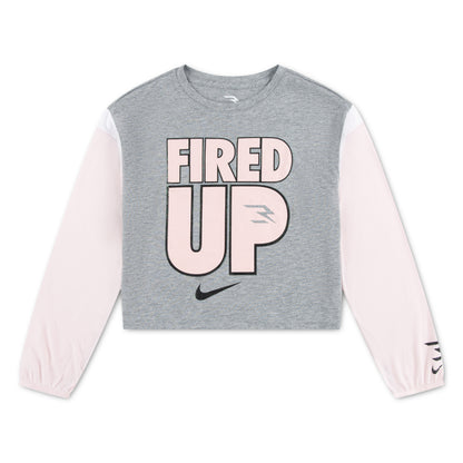 Big Kids' Drapey "Fired up" Long-Sleeve T-Shirt | Dark Grey Heather