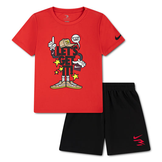 Little Kids' Dri-FIT "Let's Get It!" 2-Piece Set | Black