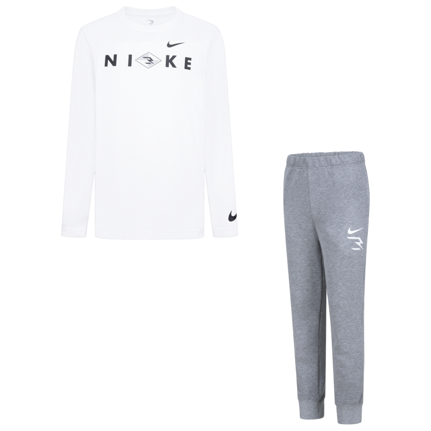 Wordmark Long Sleeve T-Shirt & Sweatpant Set | White