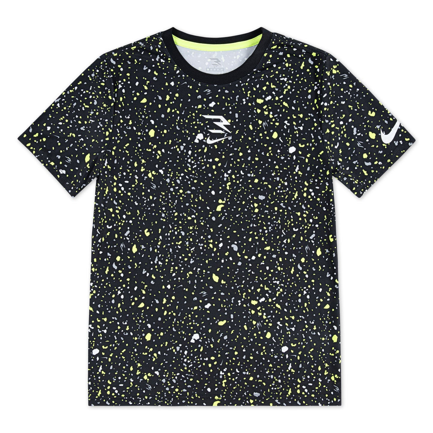 Big Kids' Dri-FIT Splatter Printed Tee | Black/Volt