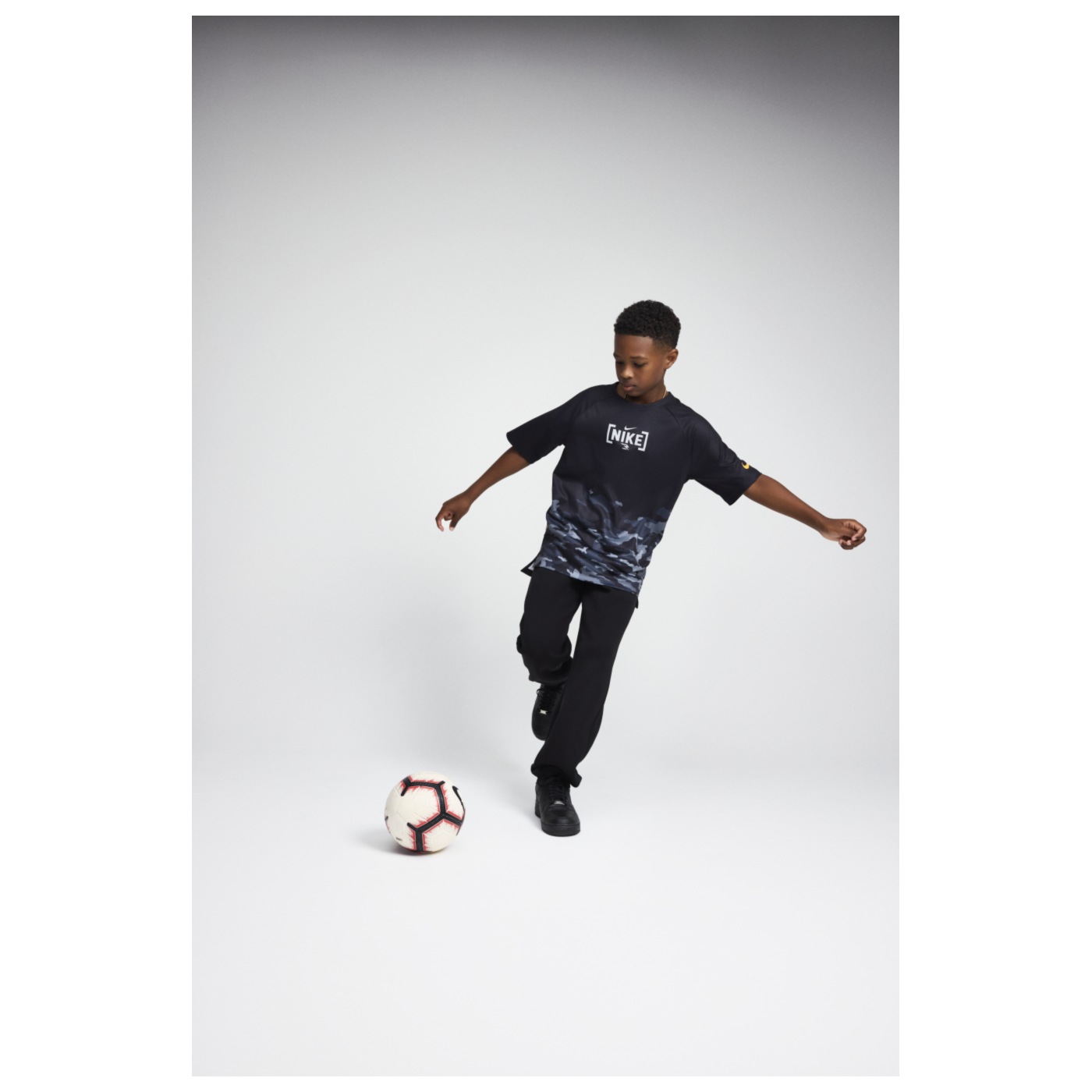 Big Kids' Mesh Camo Panel Tee | Black