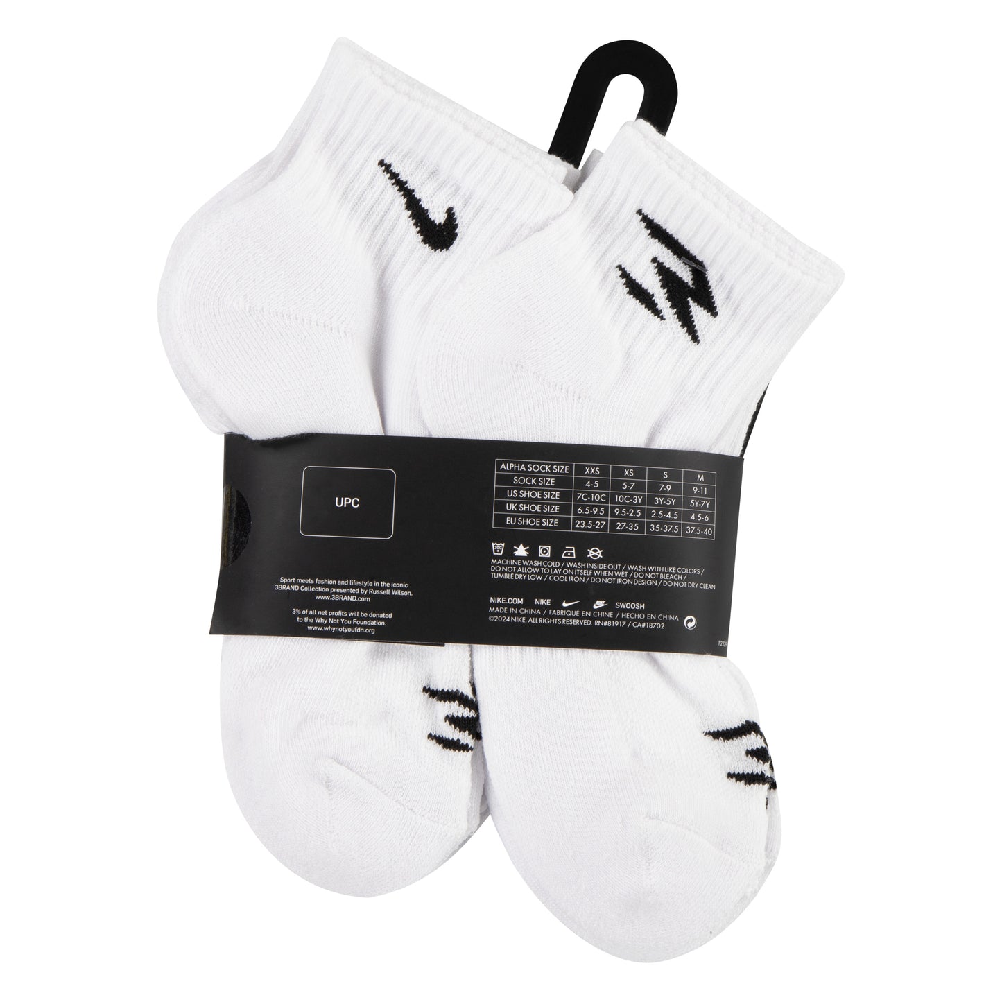 Kids' Dri-FIT Core Ankle Socks (6 Pairs) | White