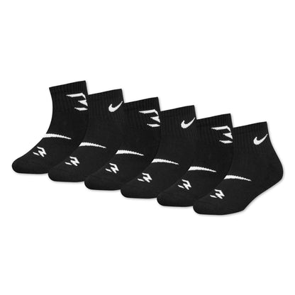 Big Kids' Core 6-Pack Ankle Socks | Black