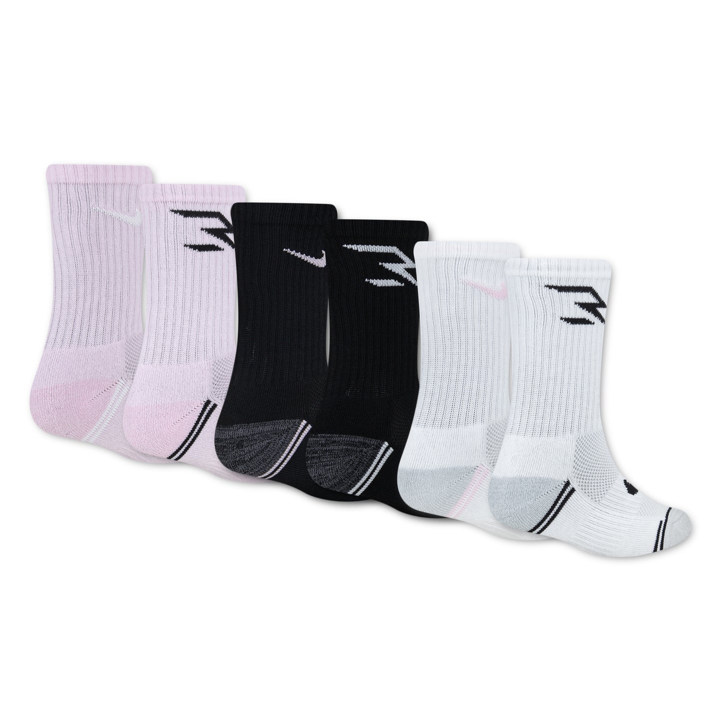 Kids' Pop Heather Crew Socks (6 Pairs) | Pink Foam