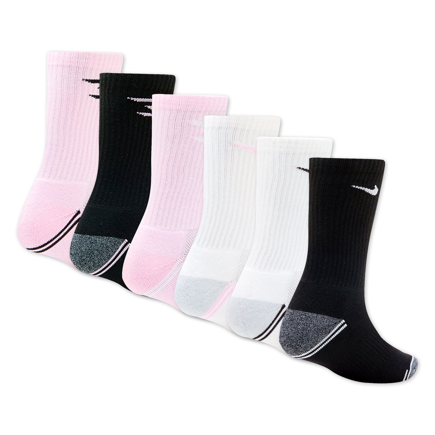 Kids' Pop Heather Crew Socks (6 Pairs) | Pink Foam