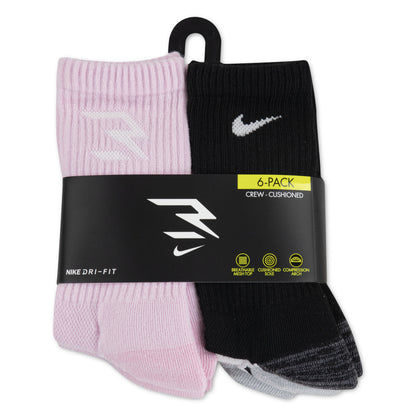 Kids' Pop Heather Crew Socks (6 Pairs) | Pink Foam