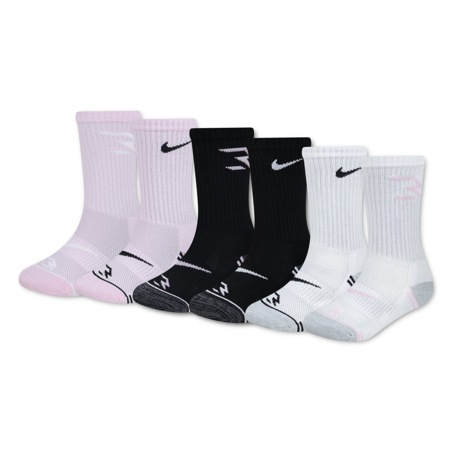 Kids' Pop Heather Crew Socks (6 Pairs) | Pink Foam