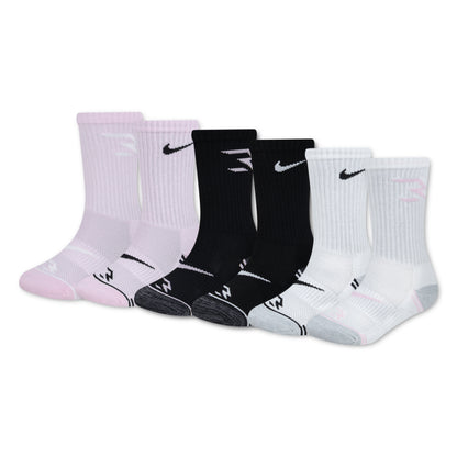 Kids' Pop Heather Crew Socks (6 Pairs) | Pink Foam