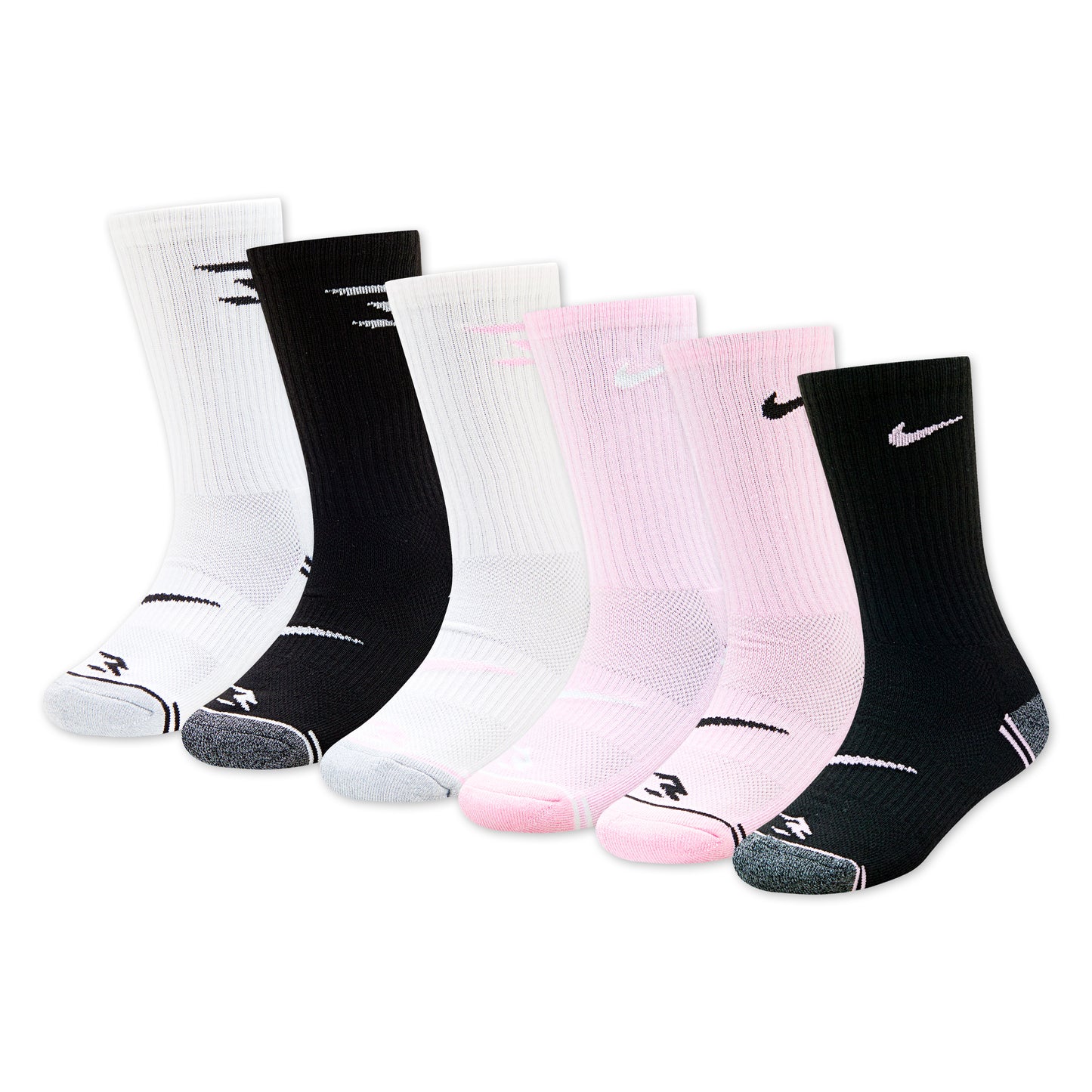Kids' Pop Heather Crew Socks (6 Pairs) | Pink Foam