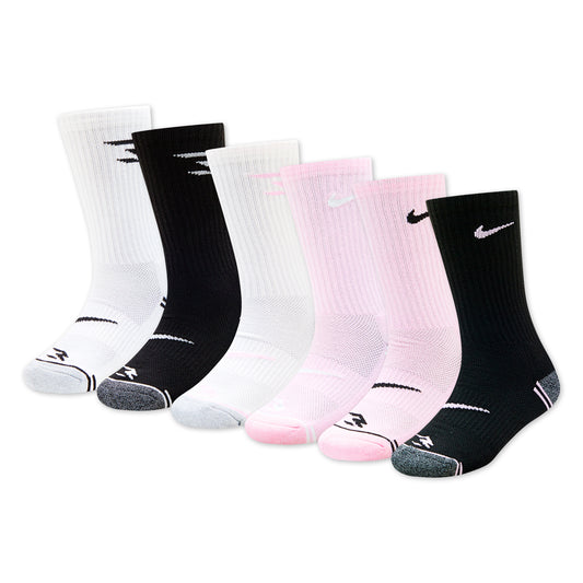 Kids' Pop Heather Crew Socks (6 Pairs) | Pink Foam