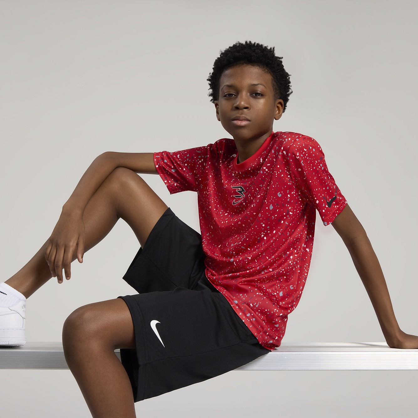 Big Kids' Dri-FIT Splatter Printed Tee | University Red/Black