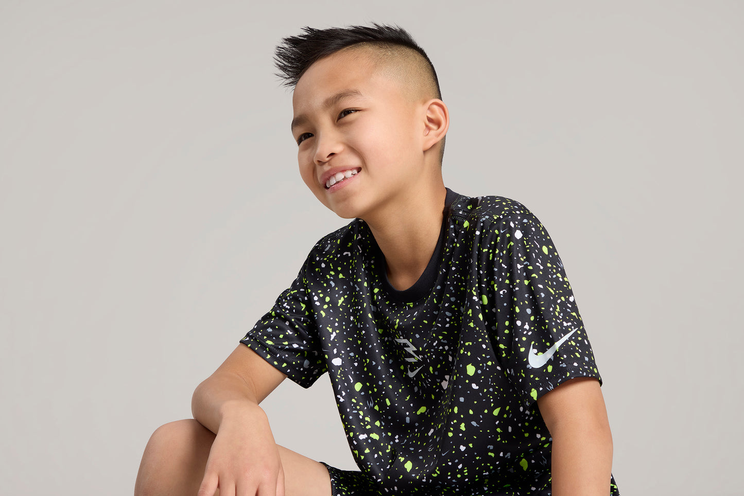 Big Kids' Dri-FIT Splatter Printed Tee | Black/Volt