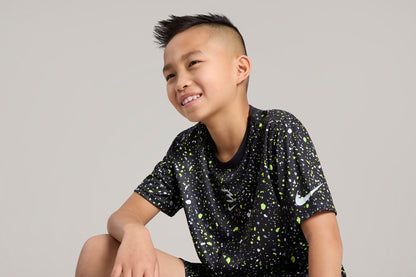 Big Kids' Dri-FIT Splatter Printed Tee | Black/Volt